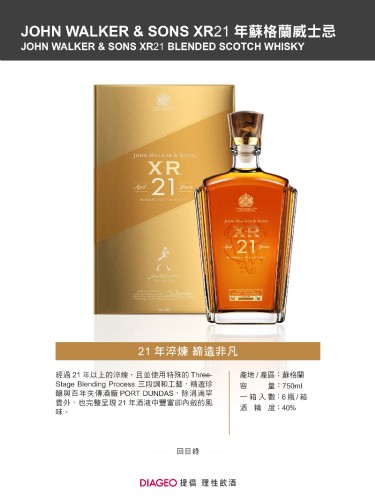 JOHN WALKER & SONS XR21 年蘇格蘭威士忌