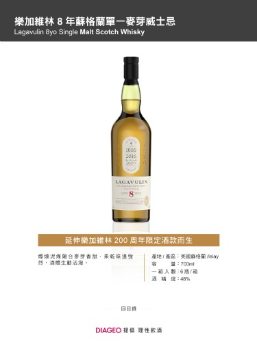 樂加維林8年蘇格蘭單一麥芽威士忌